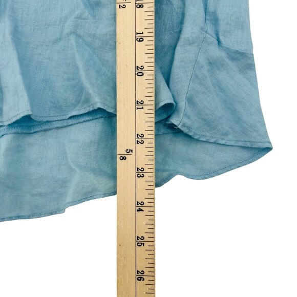 Liz Claiborne Womens Light Blue Linen Embroidered Blouse Size L 3/4 Sleeve Butto - Picture 6 of 7